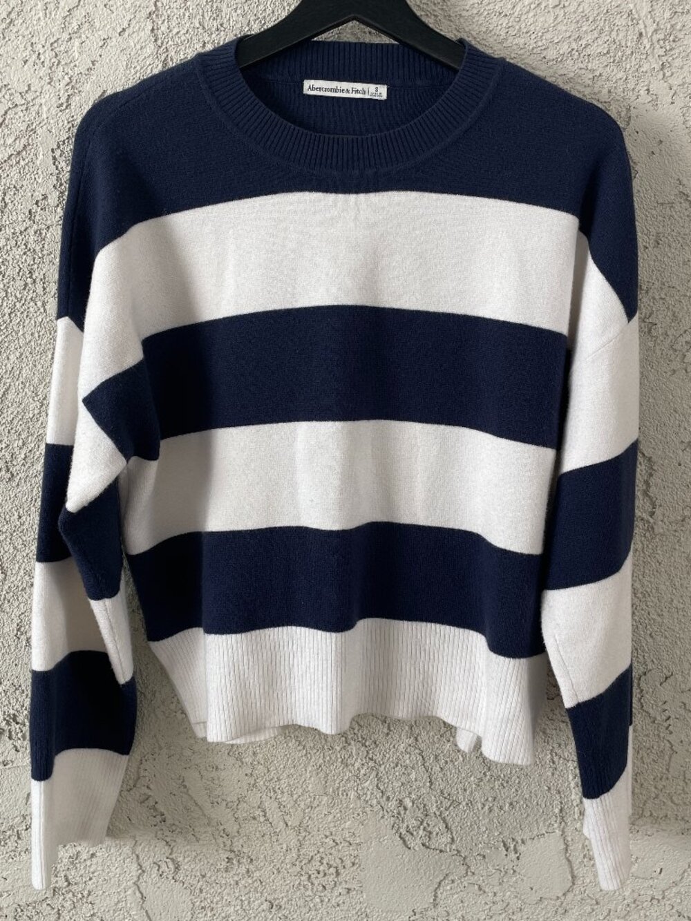 A&F Slouchy Striped Sweater Navy White Coastal Grandmother Old Money Small